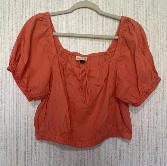 Universal Thread Size Medium Orange Crop Top Puffy Sleeves - Picture 1 of 9